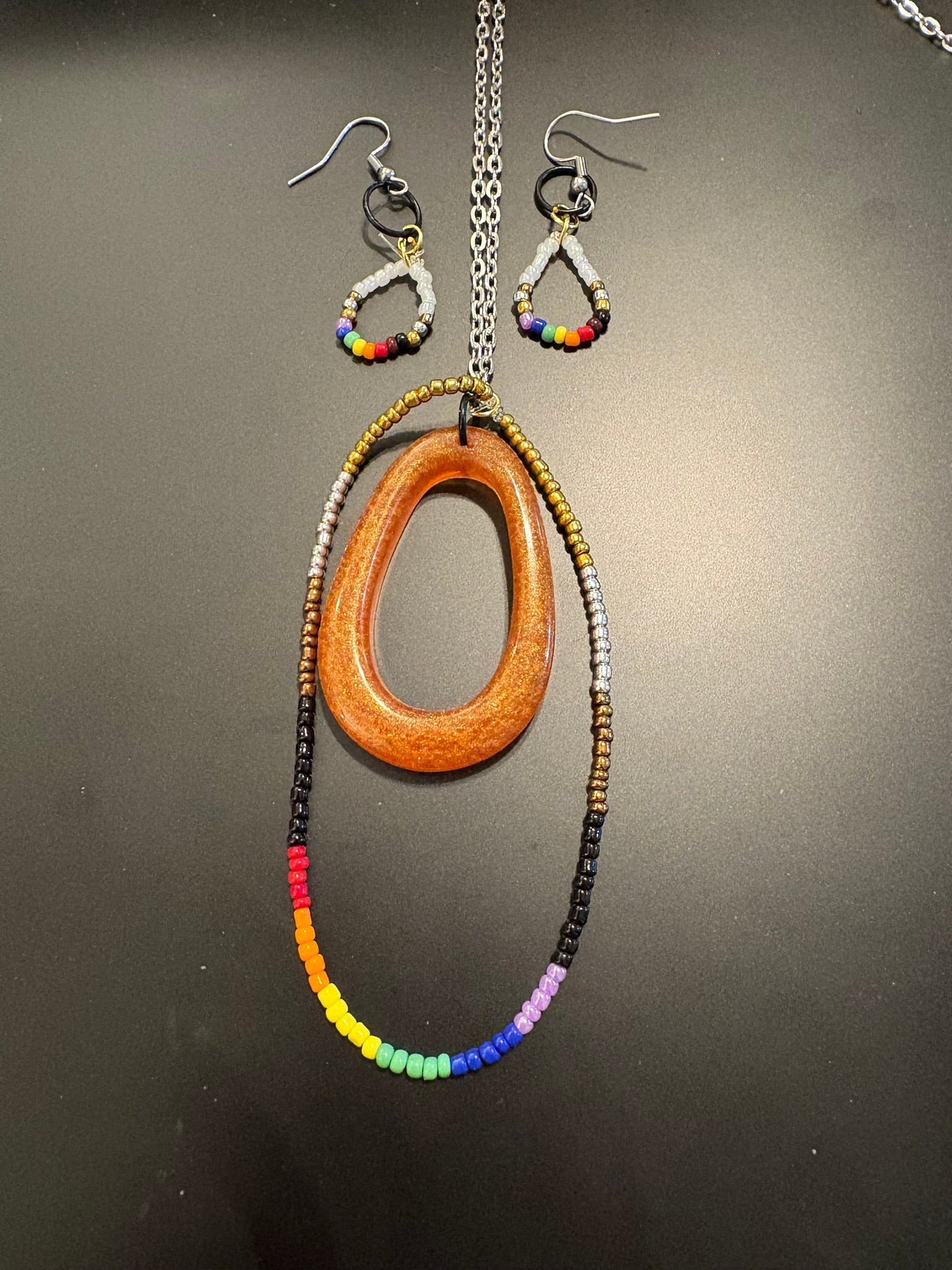 Pride necklace and earring set-beaded