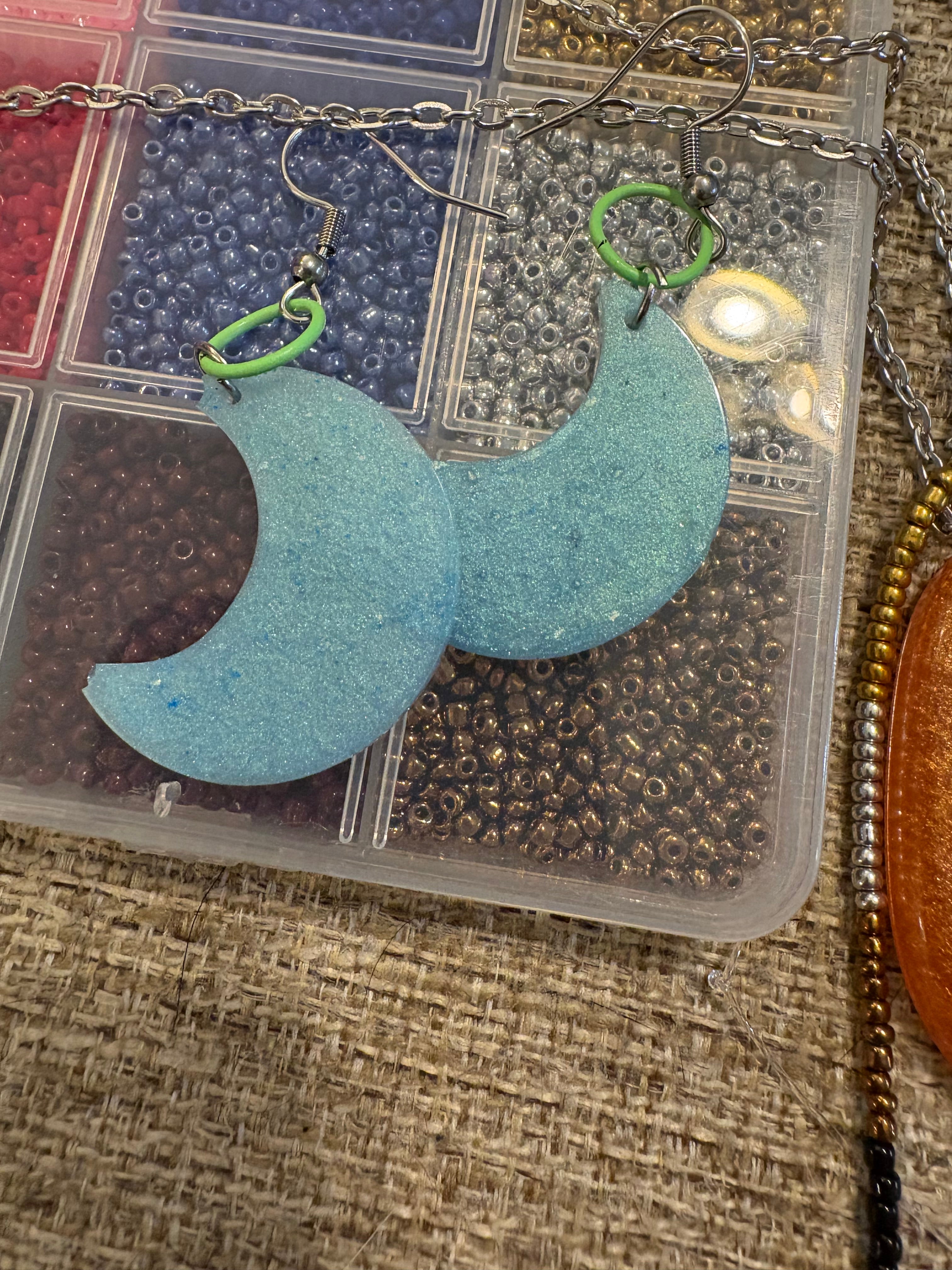 Aquamarine  and Green earrings